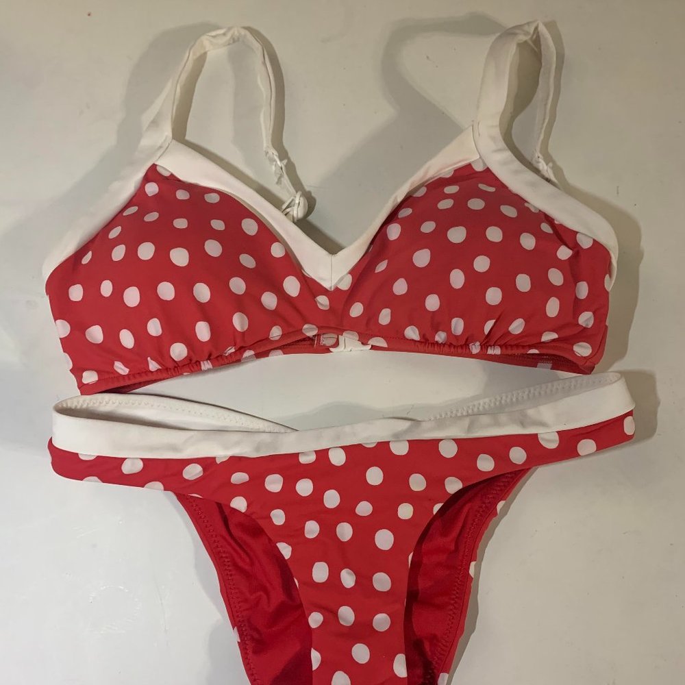 Seafolly Bikini Top, Cheeky bottom  Red Polka Dot